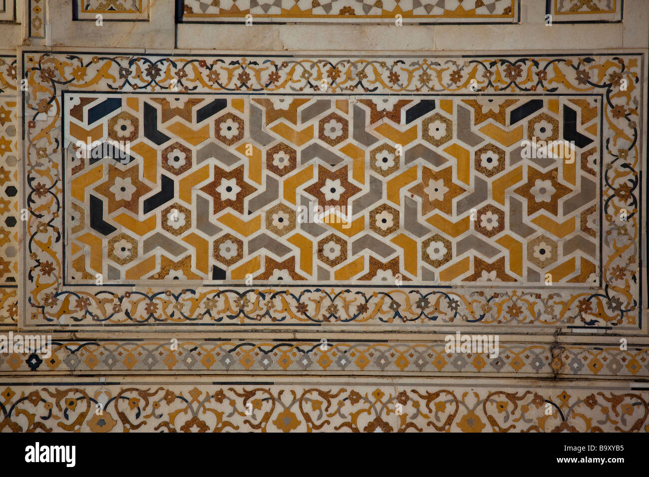 Inlay Detail on the Itmad Ud Daulah Tomb in Agra India Stock Photo