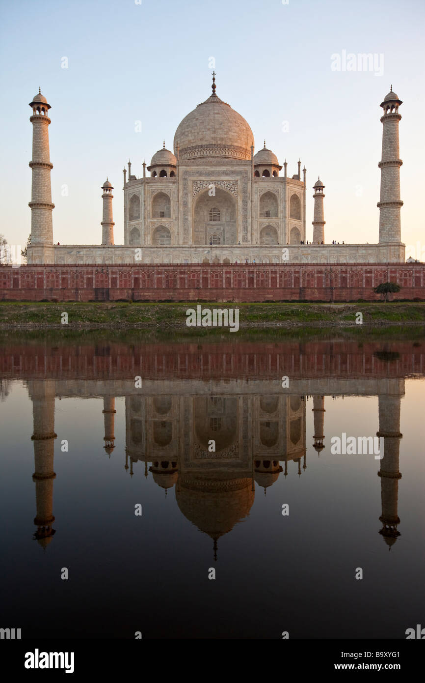 Taj Mahal at Sunset in Agra India Stock Photo