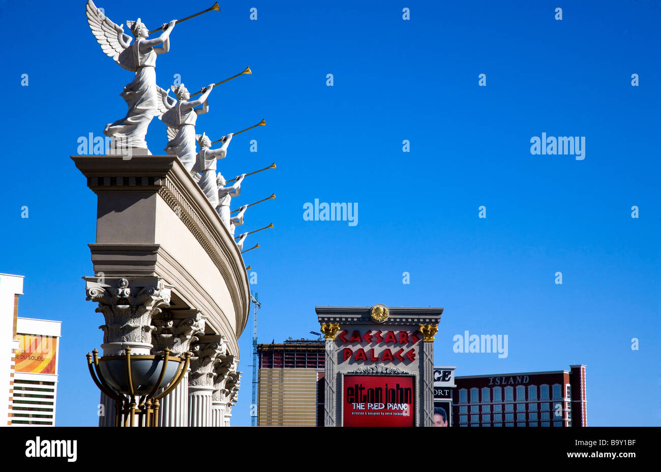 Winged Caesar Winged trumpeters Caesar s Palace Hotel Las Vegas Nevada USA Stock ...