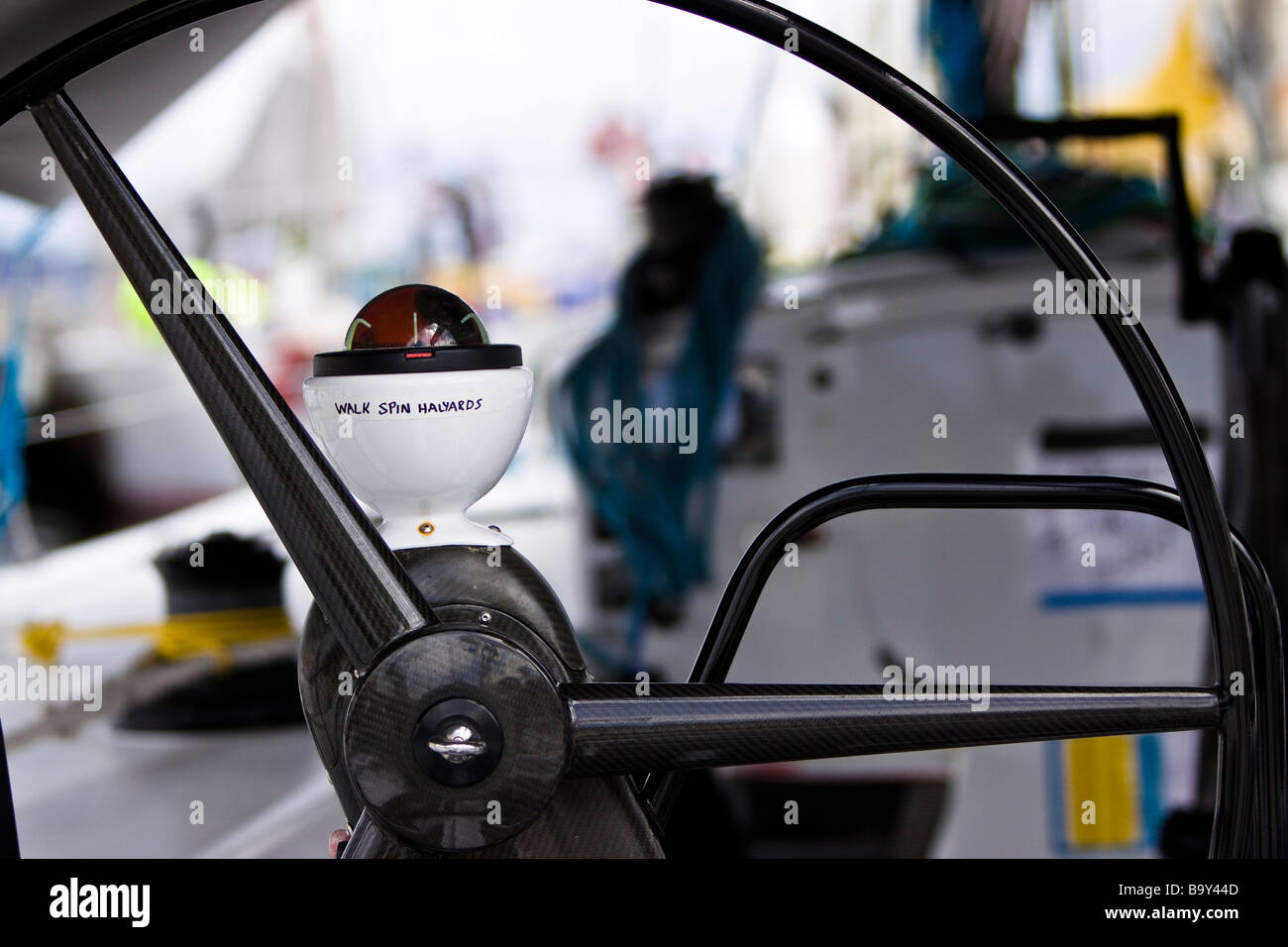 Yacht steering wheel Stock Photo Alamy