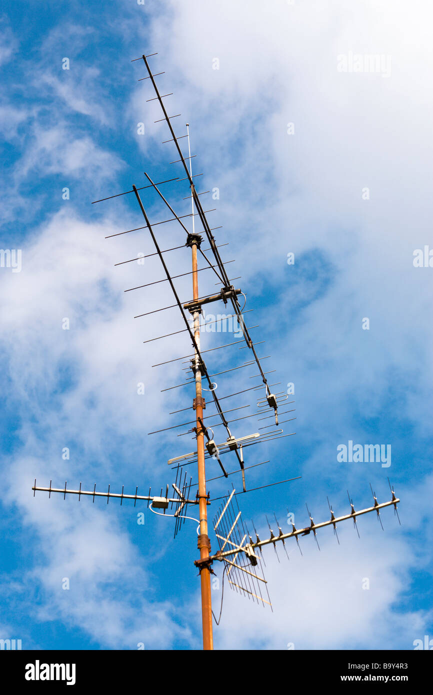 radio and television antenna Stock Photo