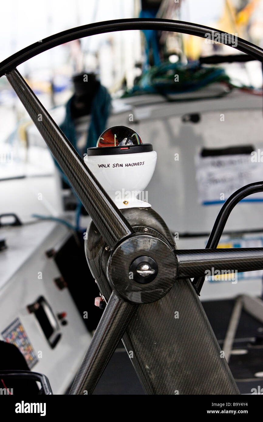 Yacht steering wheel Stock Photo Alamy