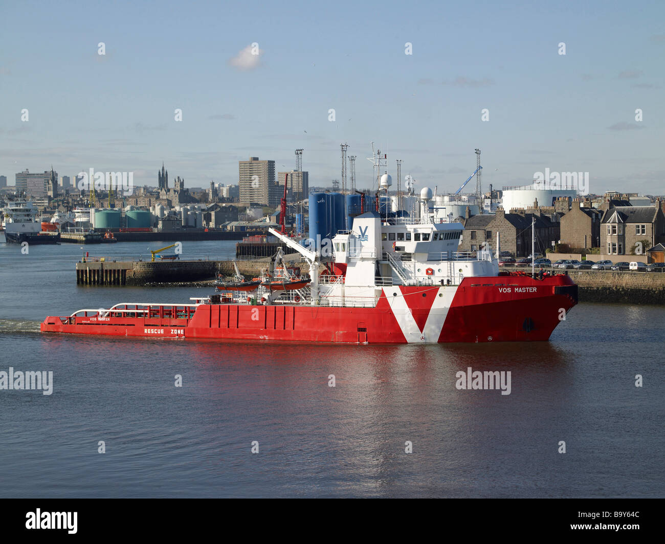 North Sea support vessel, Aberdeen Harbour, North East Scotland Stock Photo