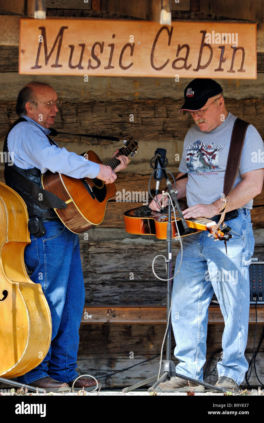 Bluegrass Band Performing On The Porch Of The Music Cabin At Stock