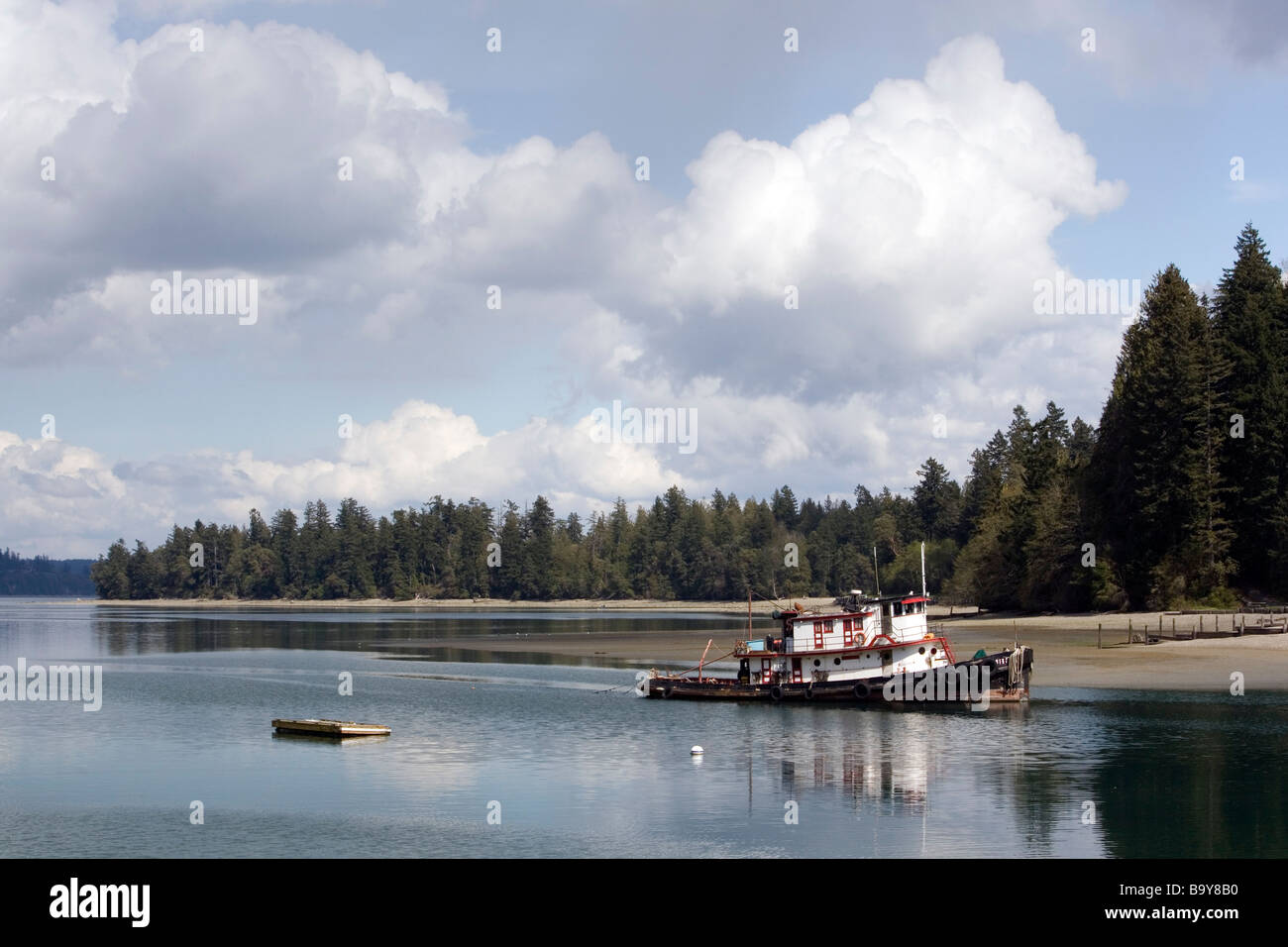 Fishing boat near Penrose Point State Park - Washington Stock Photo