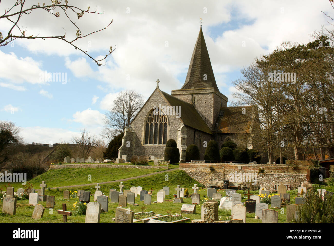 14th Century village church, Alfriston, Sussex, England, known as the ...