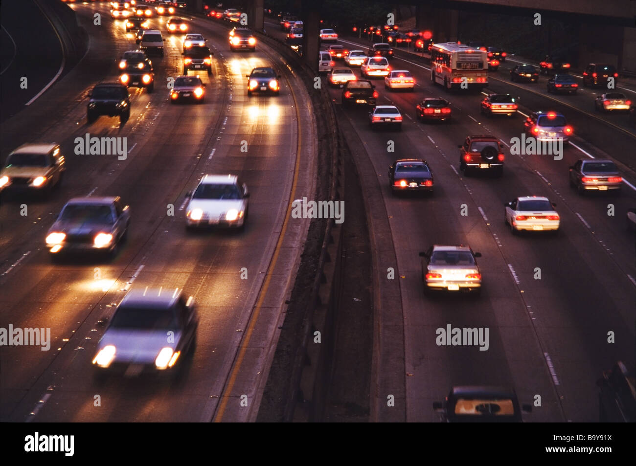 Busy expressways with traffic,Los Angeles Stock Photo
