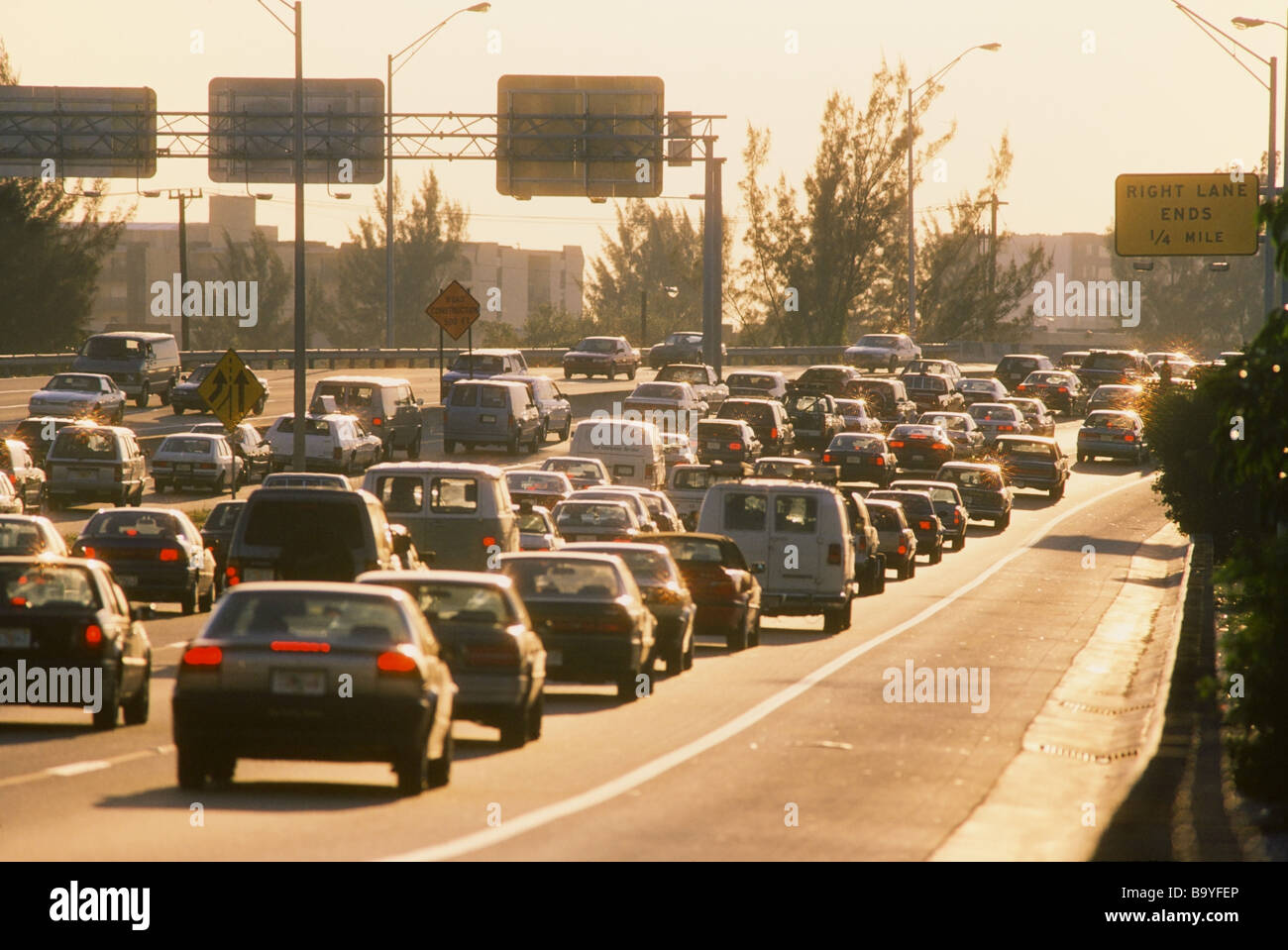Busy expressways with traffic,Miami Stock Photo