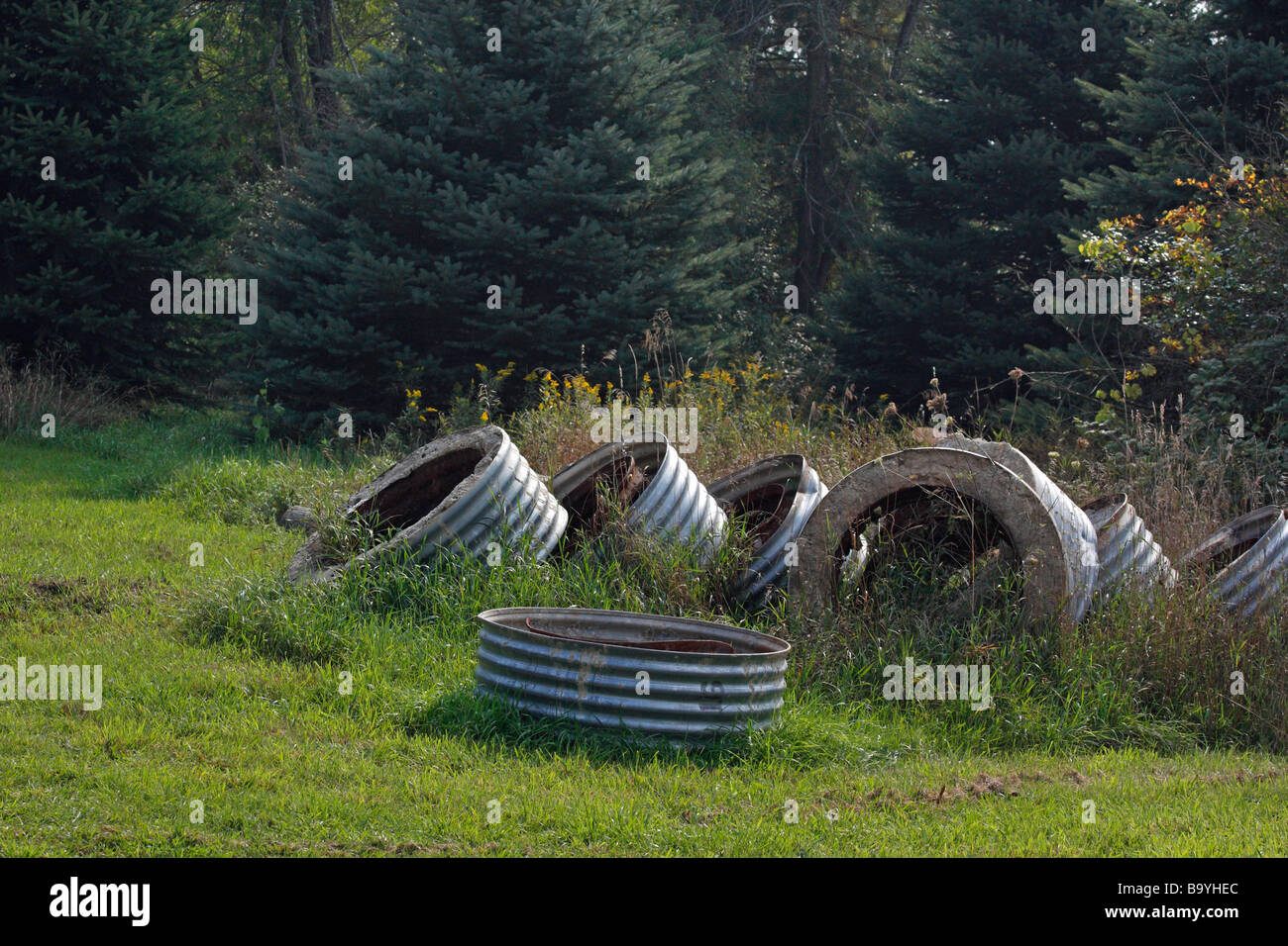 Polluted nature field land in Michigan USA hi-res Stock Photo