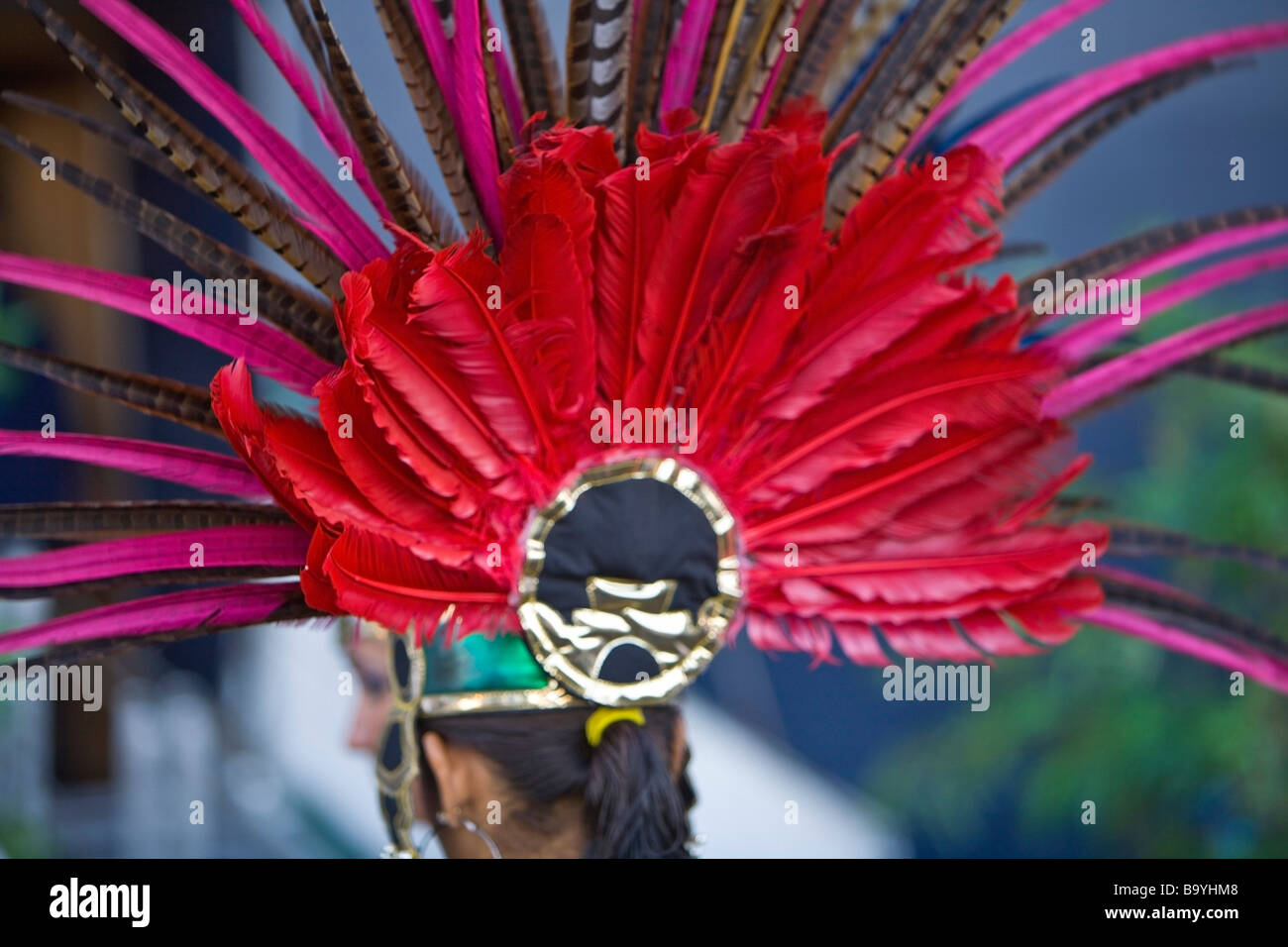Aztec feather head dress, Mazatlan, Sinaloa State, Mexico Stock Photo