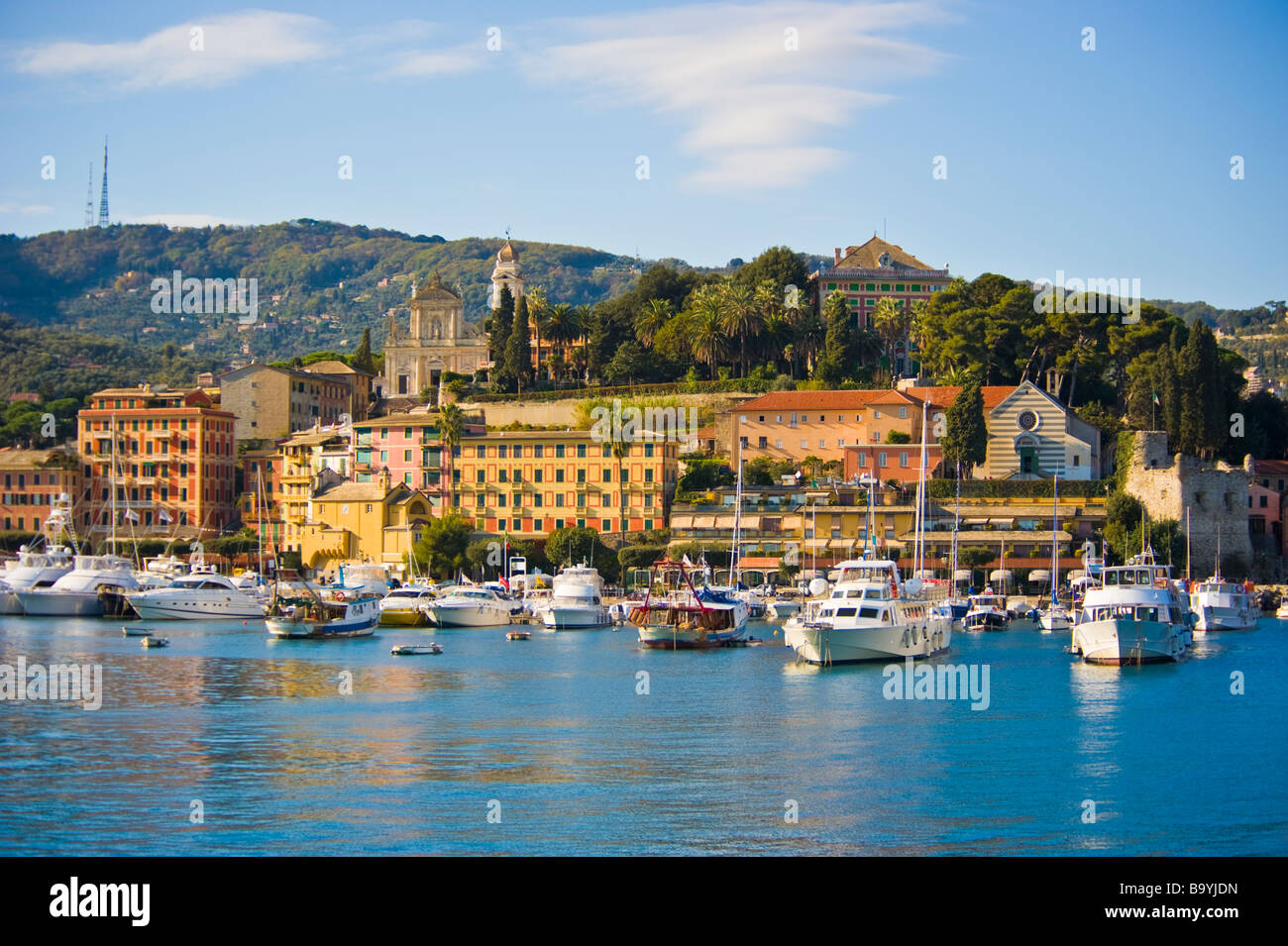 Yachts in harbor of Santa Margherita, Ligurie, Italy | Yachten im Hafen von Santa Margherita, Ligurien, Italien Stock Photo