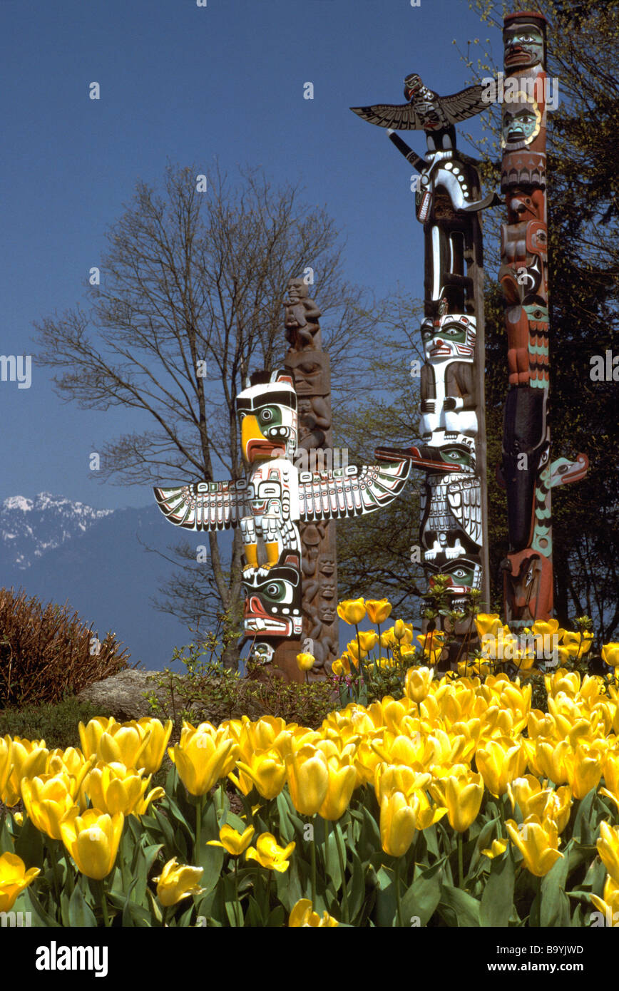 Stanley Park, Vancouver, BC, British Columbia, Canada Totem Poles and