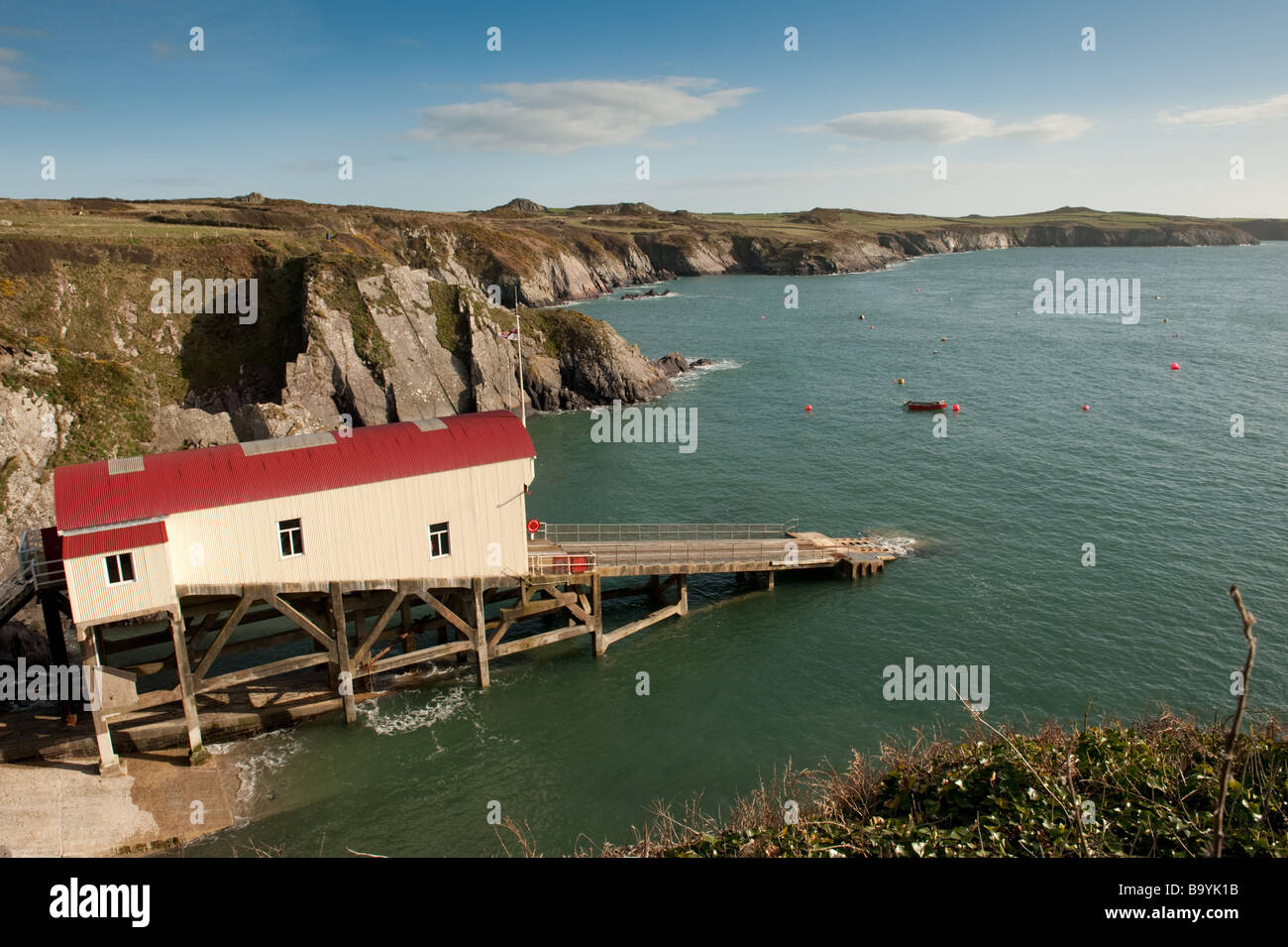 The RNLI lifeboat station at St Justinian's, Pembrokeshire Coast National Park Wales UK, Stock Photo