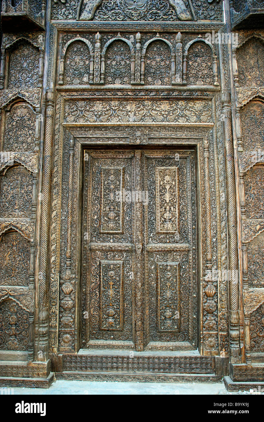 Traditional Wooden Carving On Main Door Udaipur Rajasthan