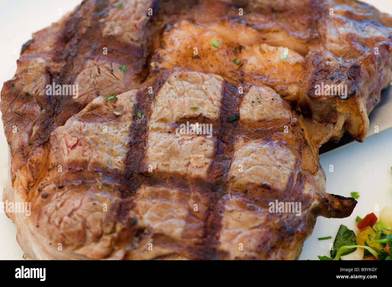 Detail of a juicy prime rib entrecote steak Stock Photo