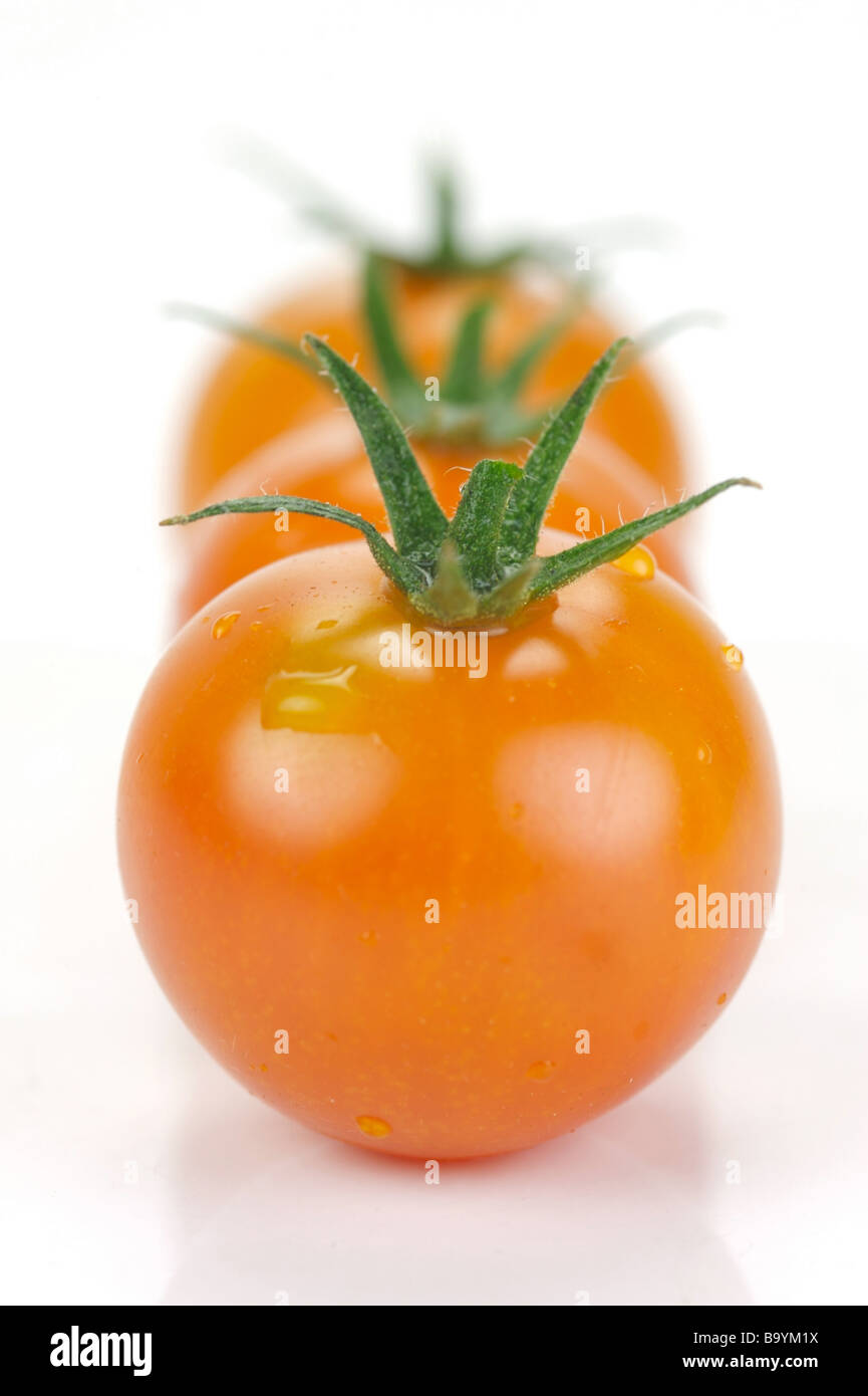Cherry Truss Tomatoes isolated against a white background Stock Photo