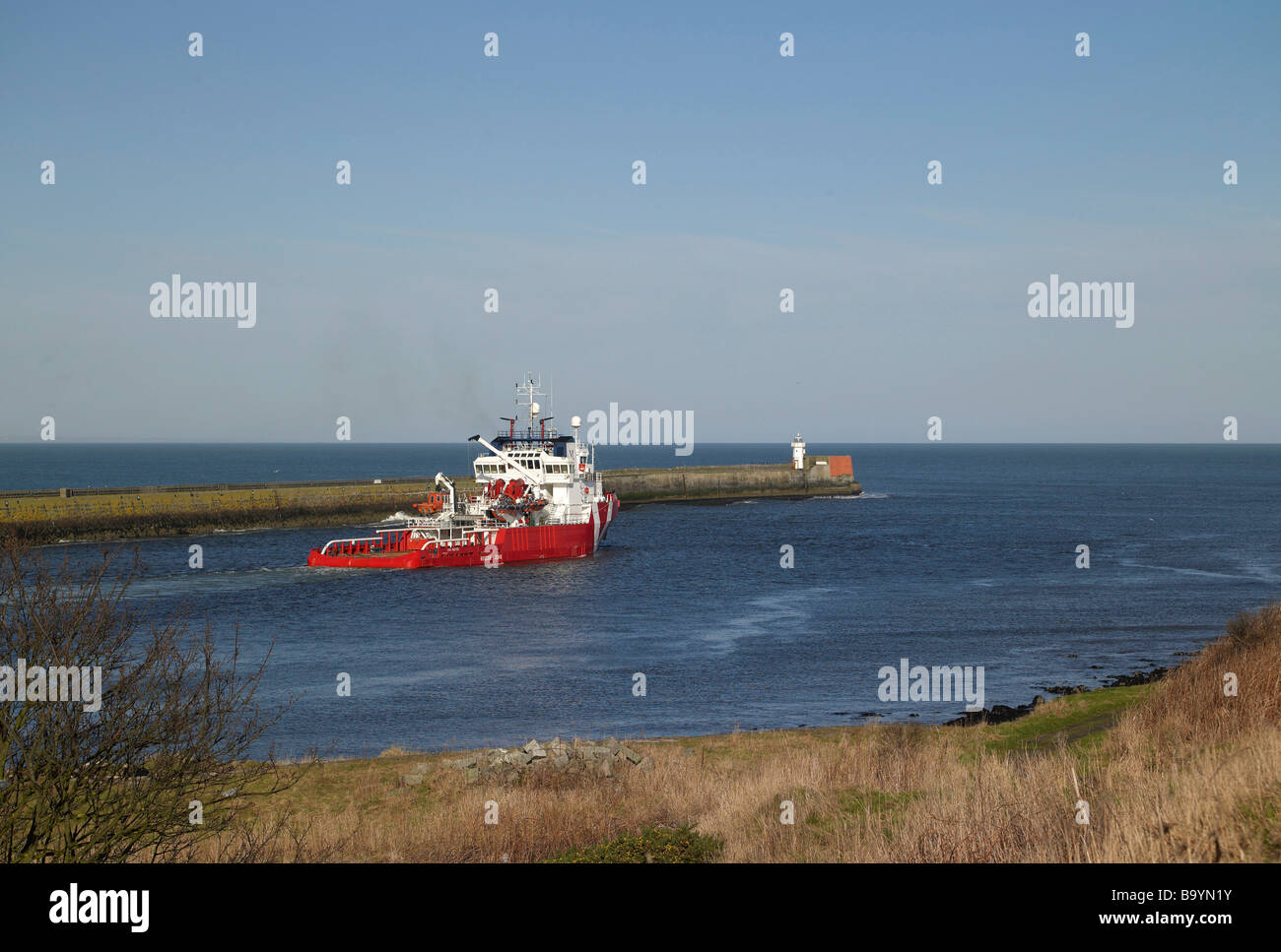 Aberdeen Harbour, Entrance, North East Scotland Stock Photo
