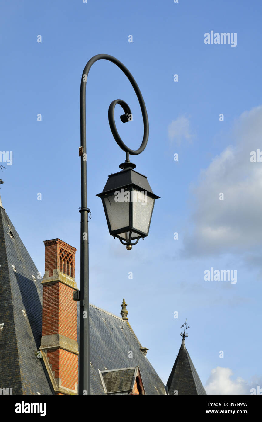 France. Indre-et-Loire. Amboise. Streetlamp. Stock Photo