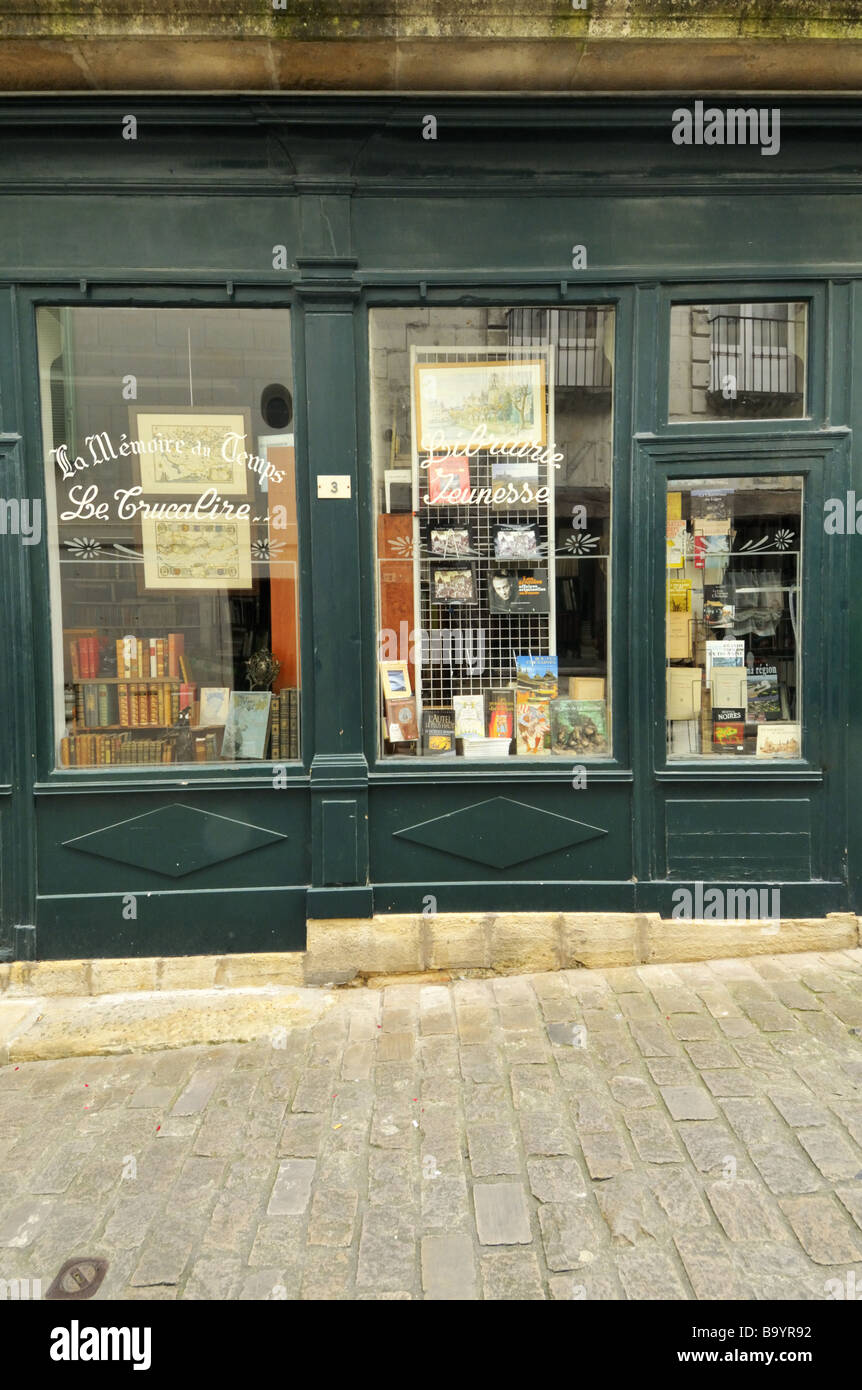 France. Indre-et-Loire. Loches Bookshop. Stock Photo