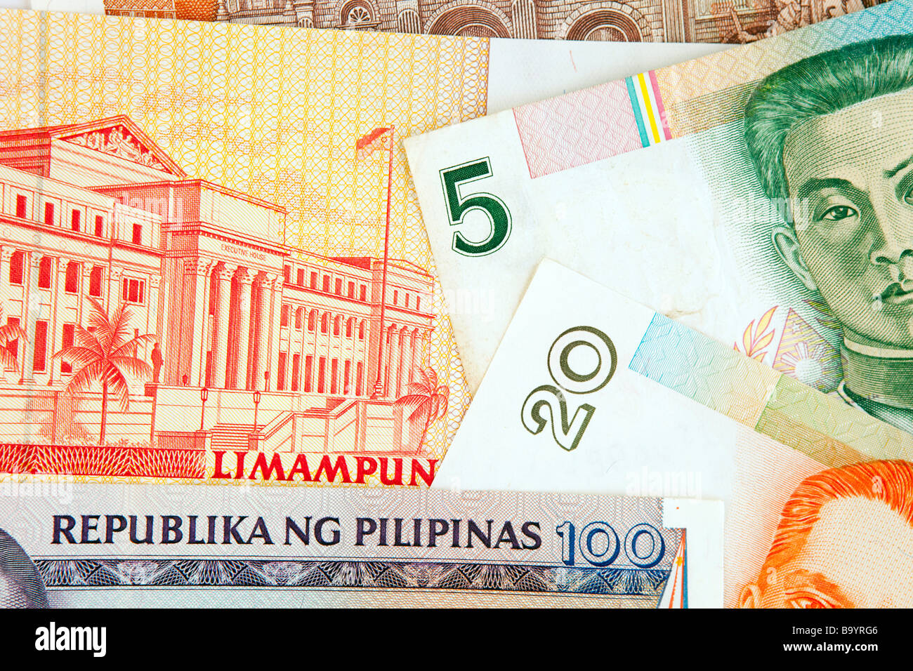 Money currency detail of Philippines banknotes Stock Photo