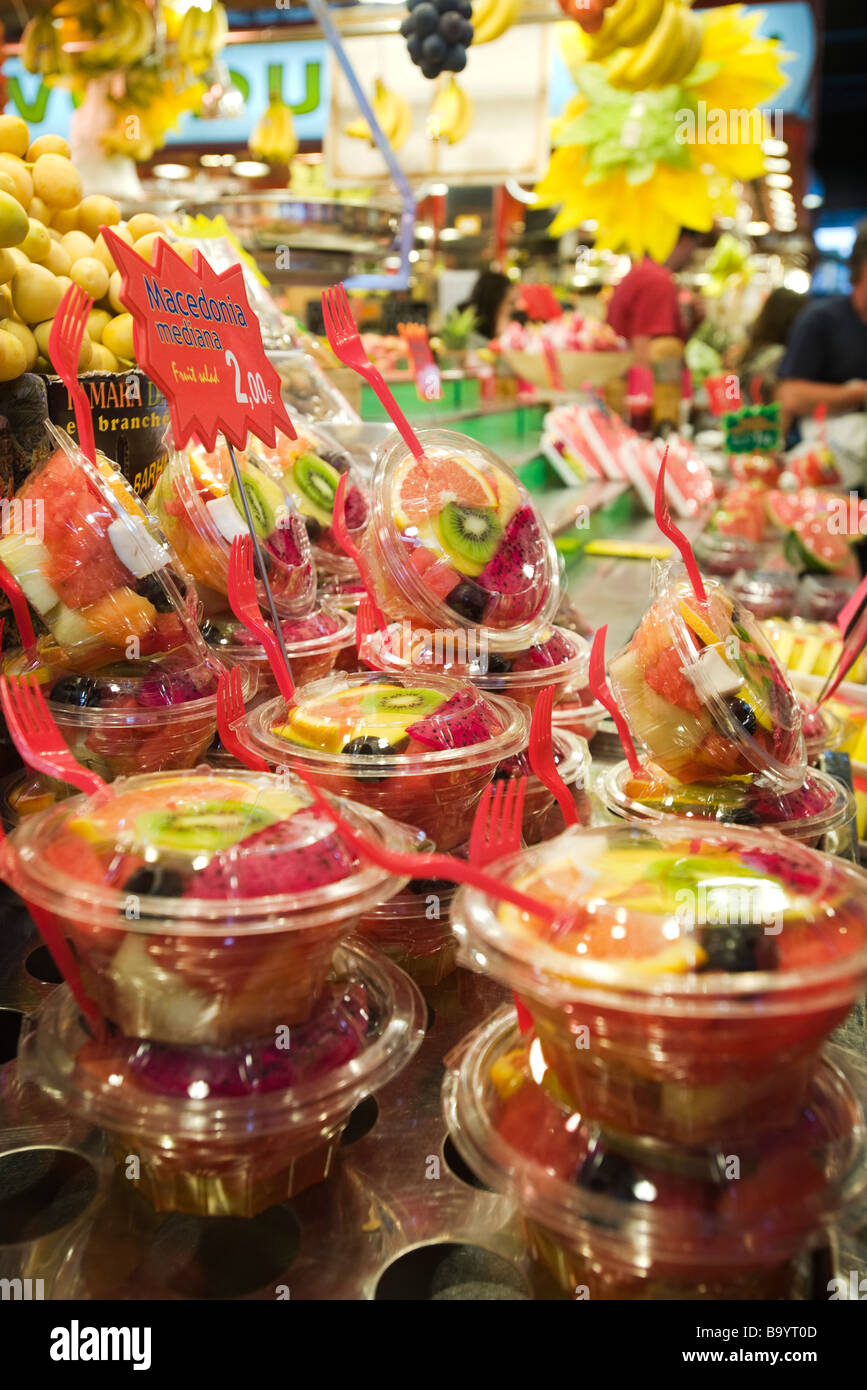Stacked containers of sliced mixed fresh fruit Stock Photo Alamy