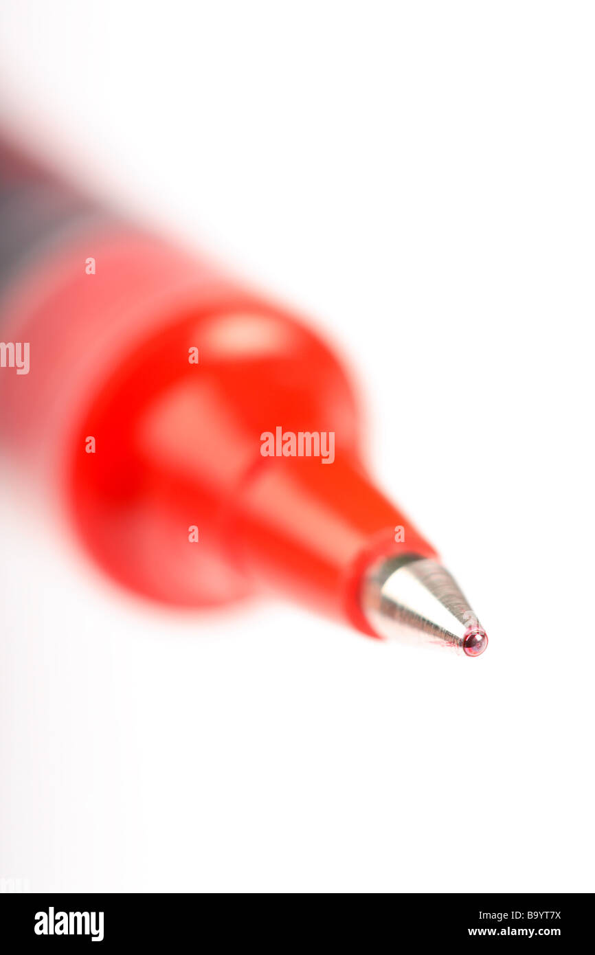 Red ink ball point pen Stock Photo