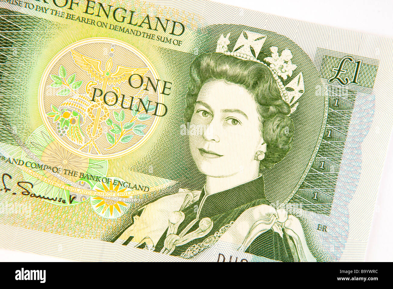 Money currency detail of old British one pound banknote Stock Photo