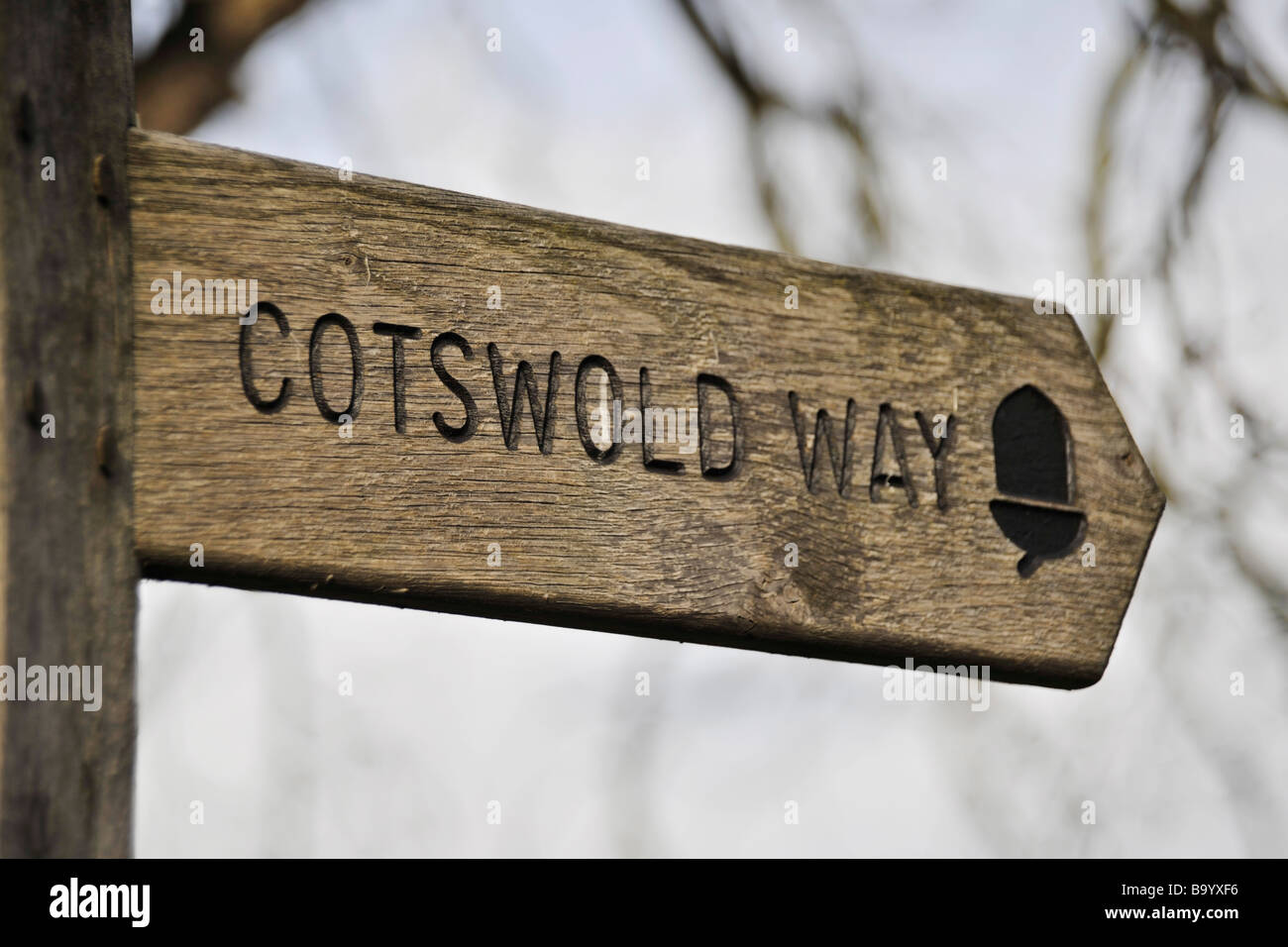 a cotswold way sign in the village of broadway worcestershire Stock