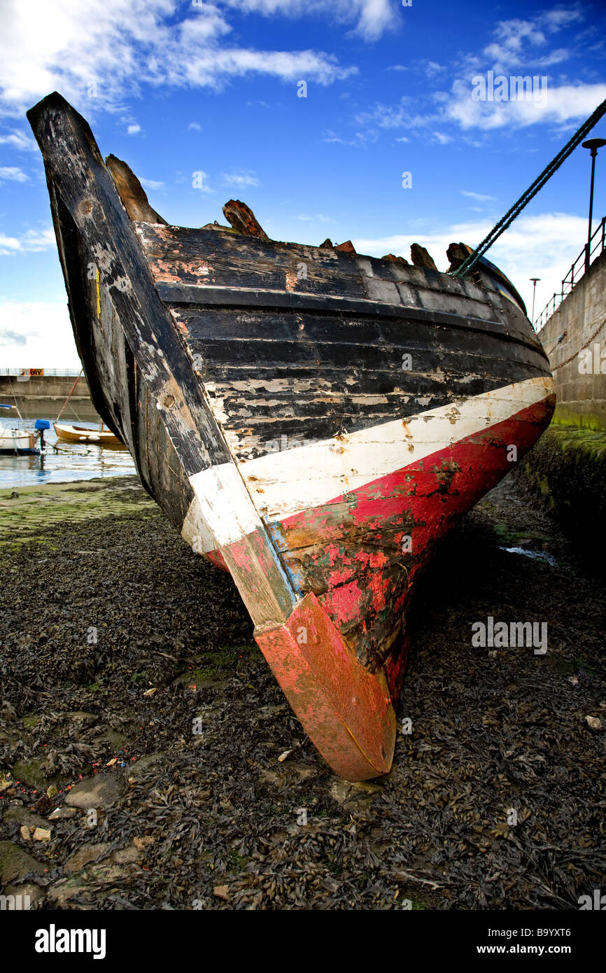 Old Fishing Boat tied up at Leith harbour Scotland Stock Photo Alamy