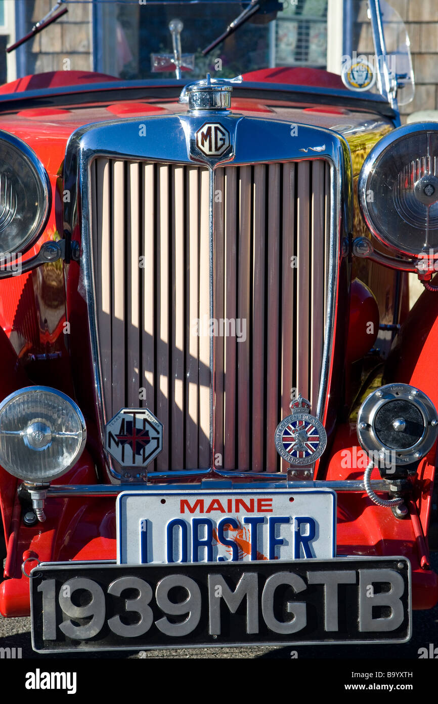 An old MG with a Maine Lobster licence plate Stock Photo