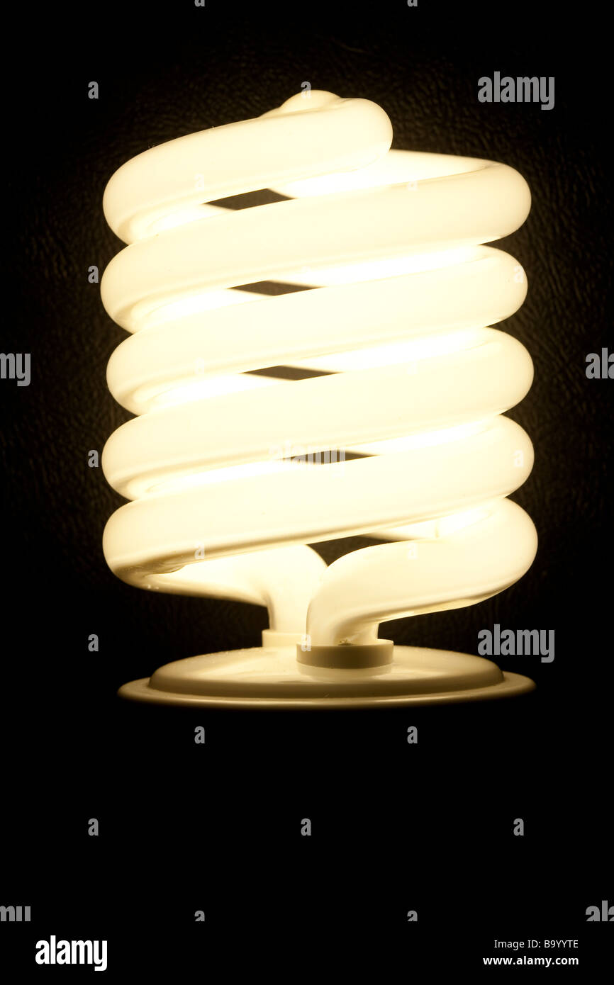 Spiral fluorescent light bulb Stock Photo Alamy