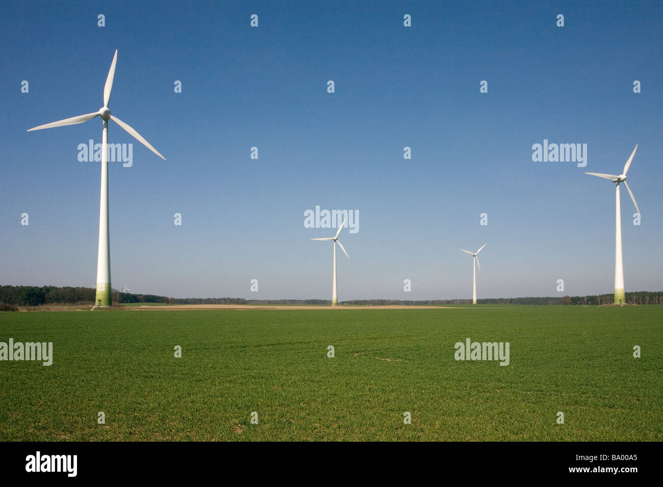 Wind Turbines, Klosterfelde, Brandenburg, Germany Stock Photo
