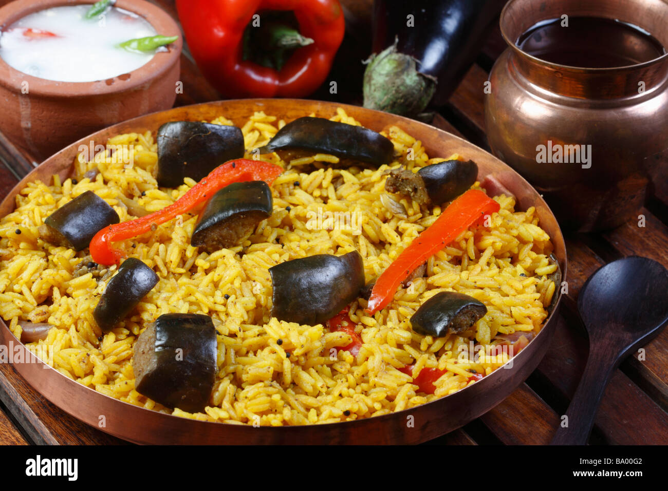 Eggplant rice biryani hi-res stock photography and images - Alamy