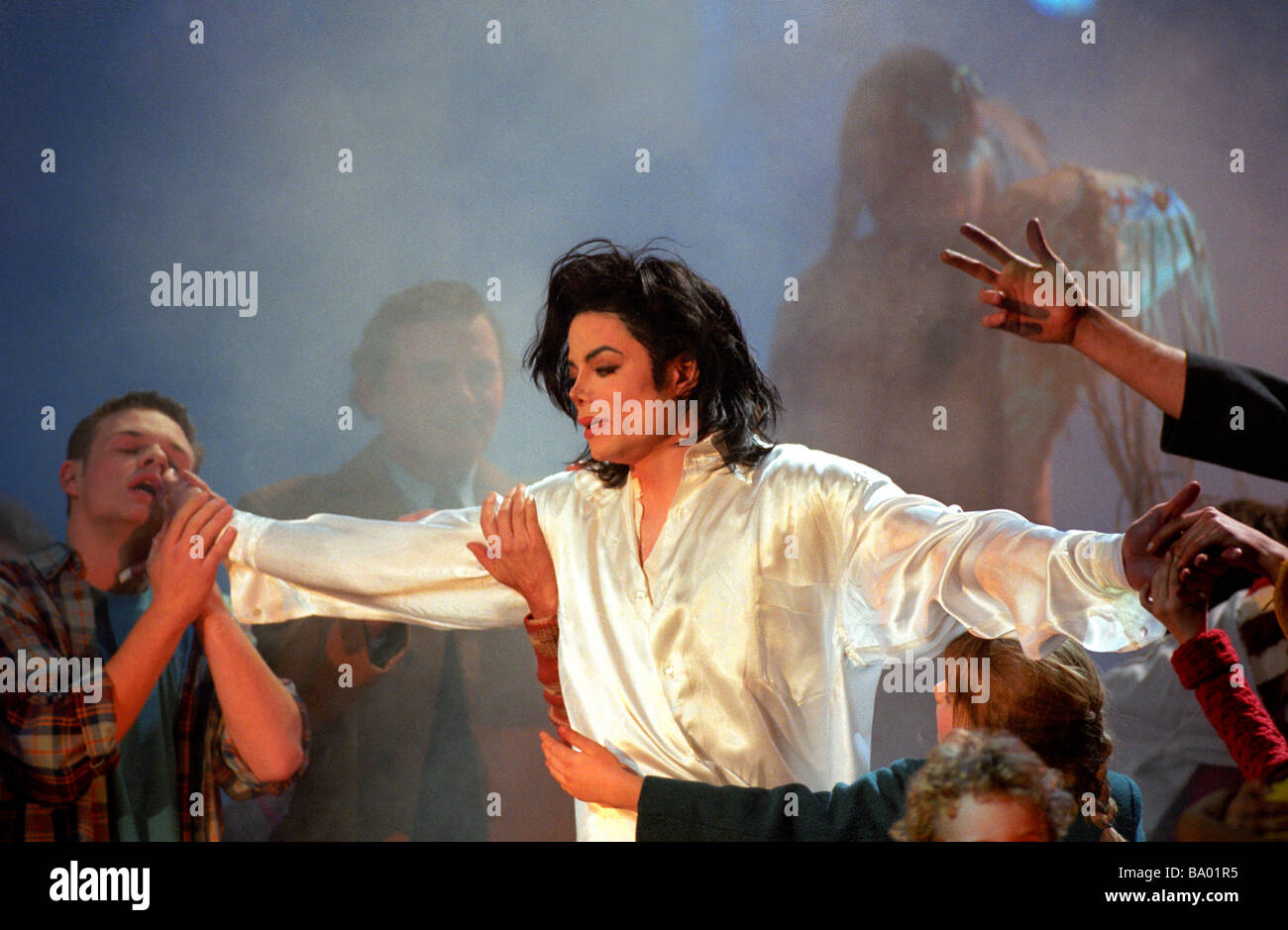 Popstar Michael Jackson performing at The Brits award ceremony  in London in 1996 Stock Photo