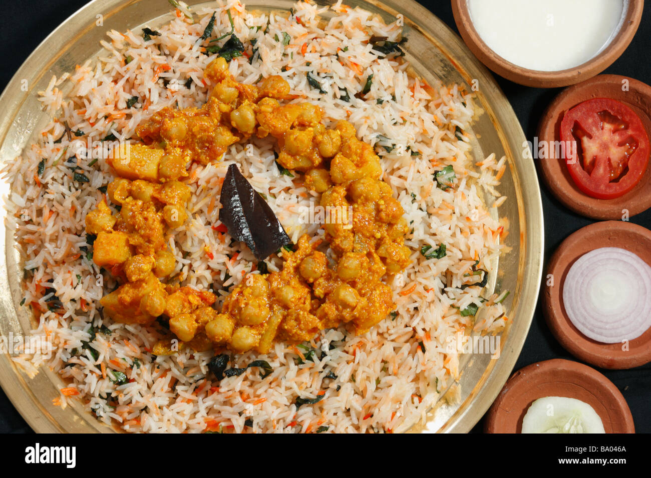 Chana dal biryani or kabuli chana biryani is an innovative blend of rice and pulses Stock Photo