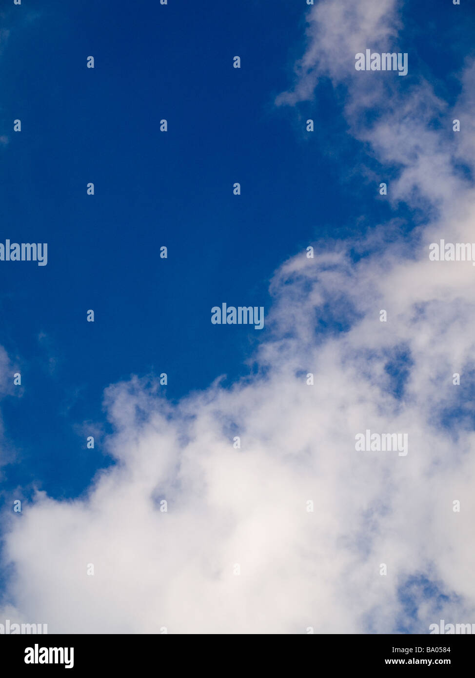 Blue Sky with White Fluffy Clouds in Summer Autumn Stock Photo - Alamy