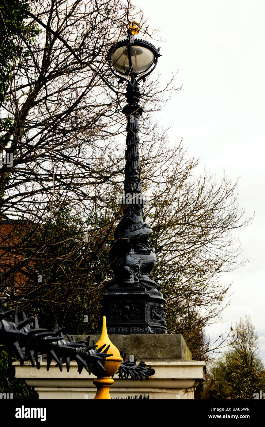 Ornate victorian lamp on the bridge on Hornsey Lane, North London that traverses the  the Archway Rd. Stock Photo