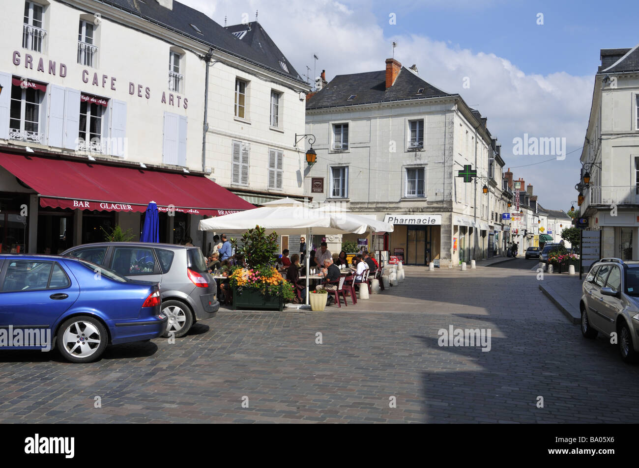 France Indre-et-Loire Loches cafe Stock Photo