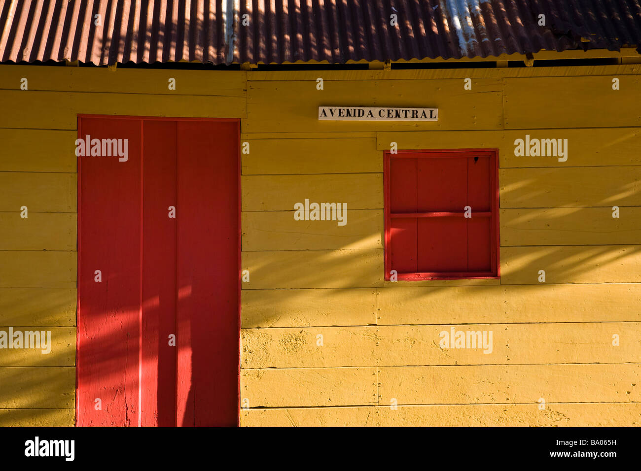 A brightly colored building in the town of San Juan del Sur, Nicaragua. Stock Photo