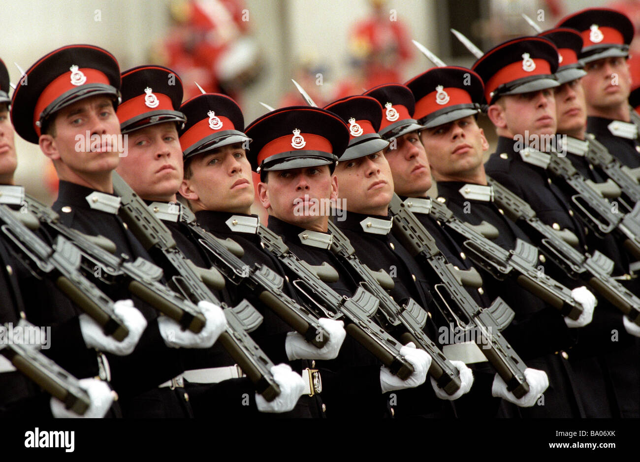 Officer cadets in passing out parade at Sandhurst Military academy UK