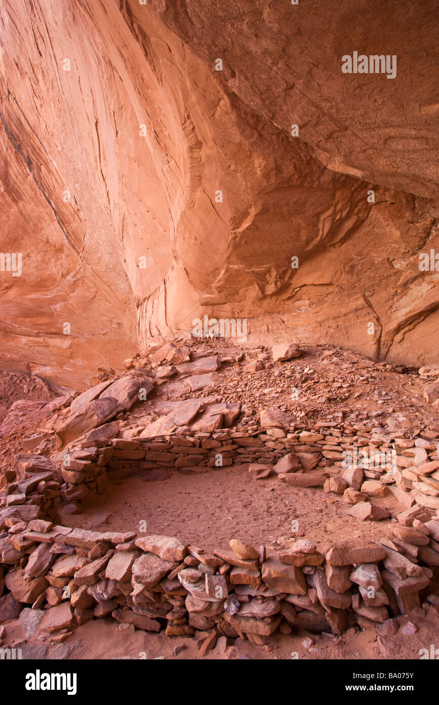 Native American structure known as False Kiva Island in the Sky District Canyonlands National Park near Moab Utah Stock Photo
