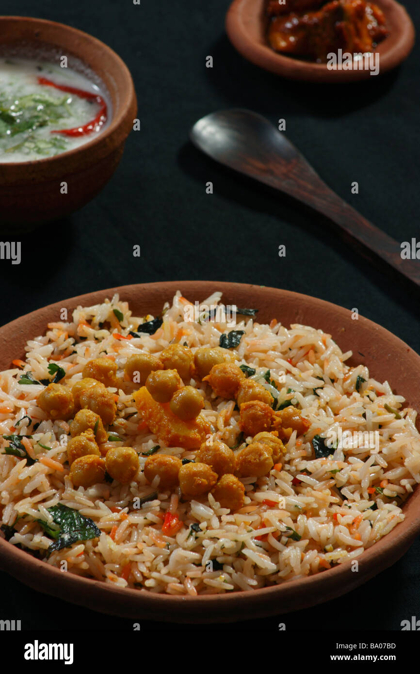Chana dal biryani or kabuli chana biryani is an innovative blend of rice and pulses Stock Photo