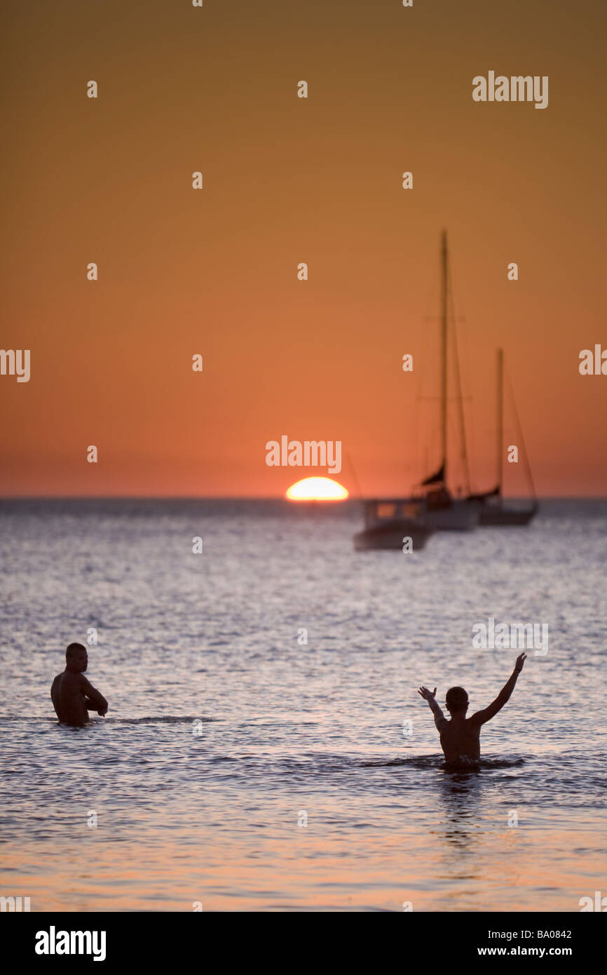 Silhouette father son fishing sunset hi-res stock photography and ...