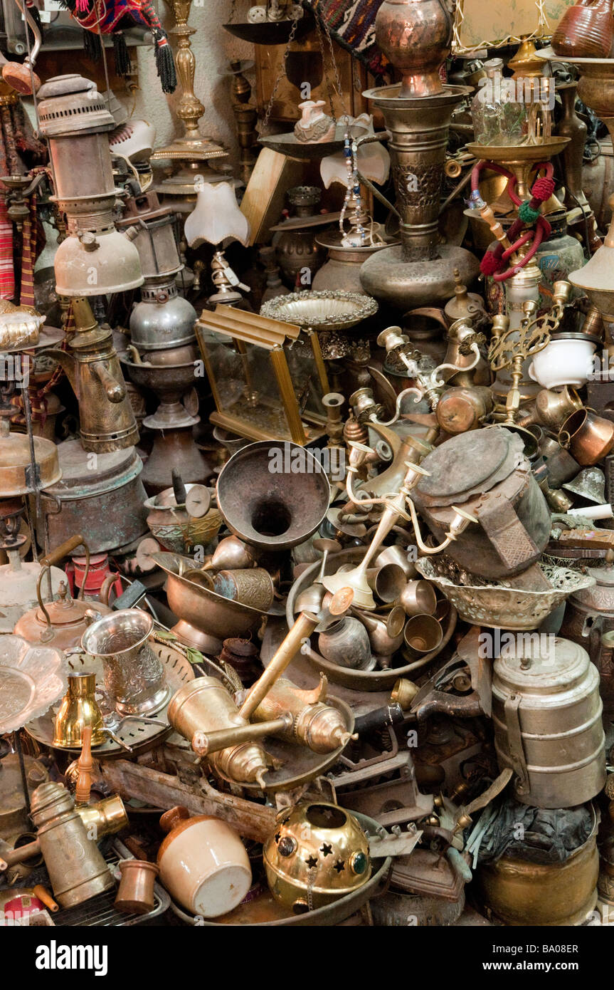 Assortment of items being sold in the Arab Quarter of the Old City, Jerusalem Israel Stock Photo