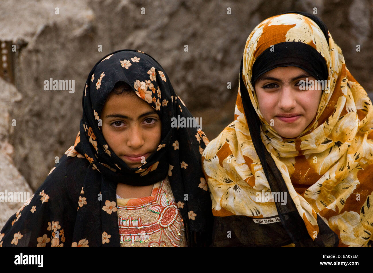 Omani girls in Al-Jabal Al-Akhdar Sultanate of Oman Stock Photo