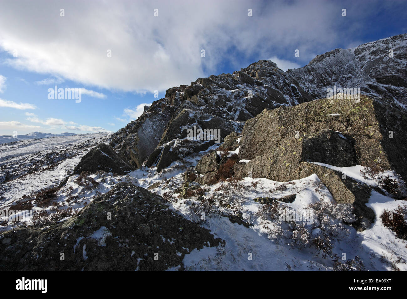 The Daear Ddu east ridge ascent route to Moel Siabod, Snowdonia Stock Photo