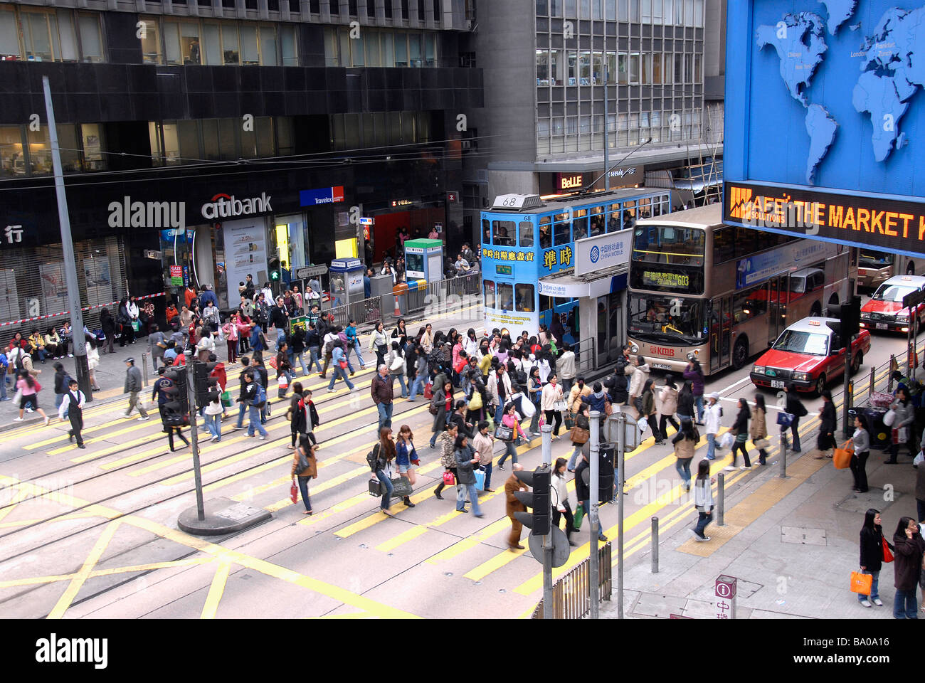 street scene, pedestrians, Hong Kong island, China Stock Photo