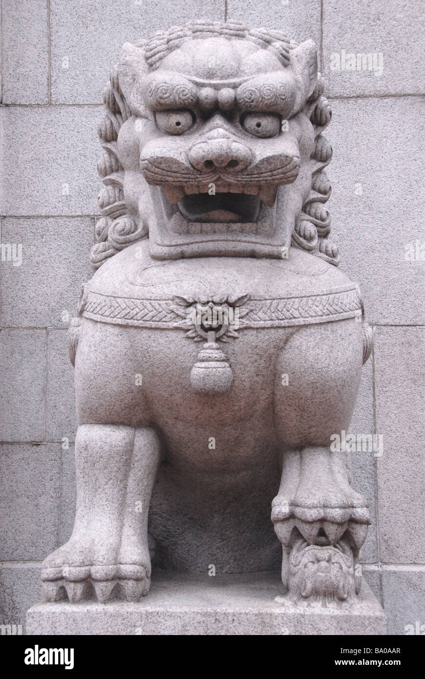 lion, front door of China bank, Hong Kong island, China Stock Photo