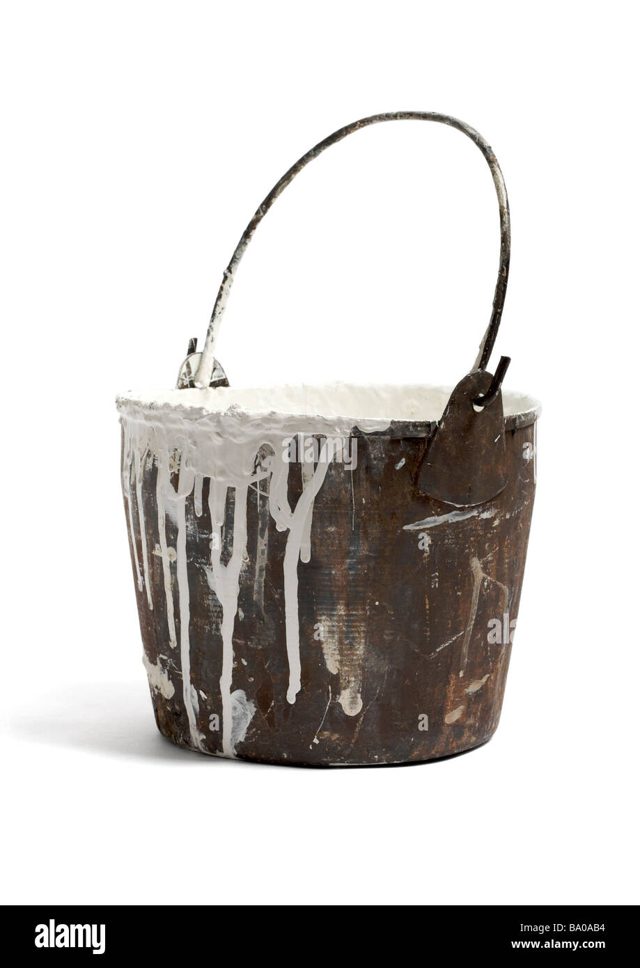 Old metal paint kettle on white background Stock Photo Alamy