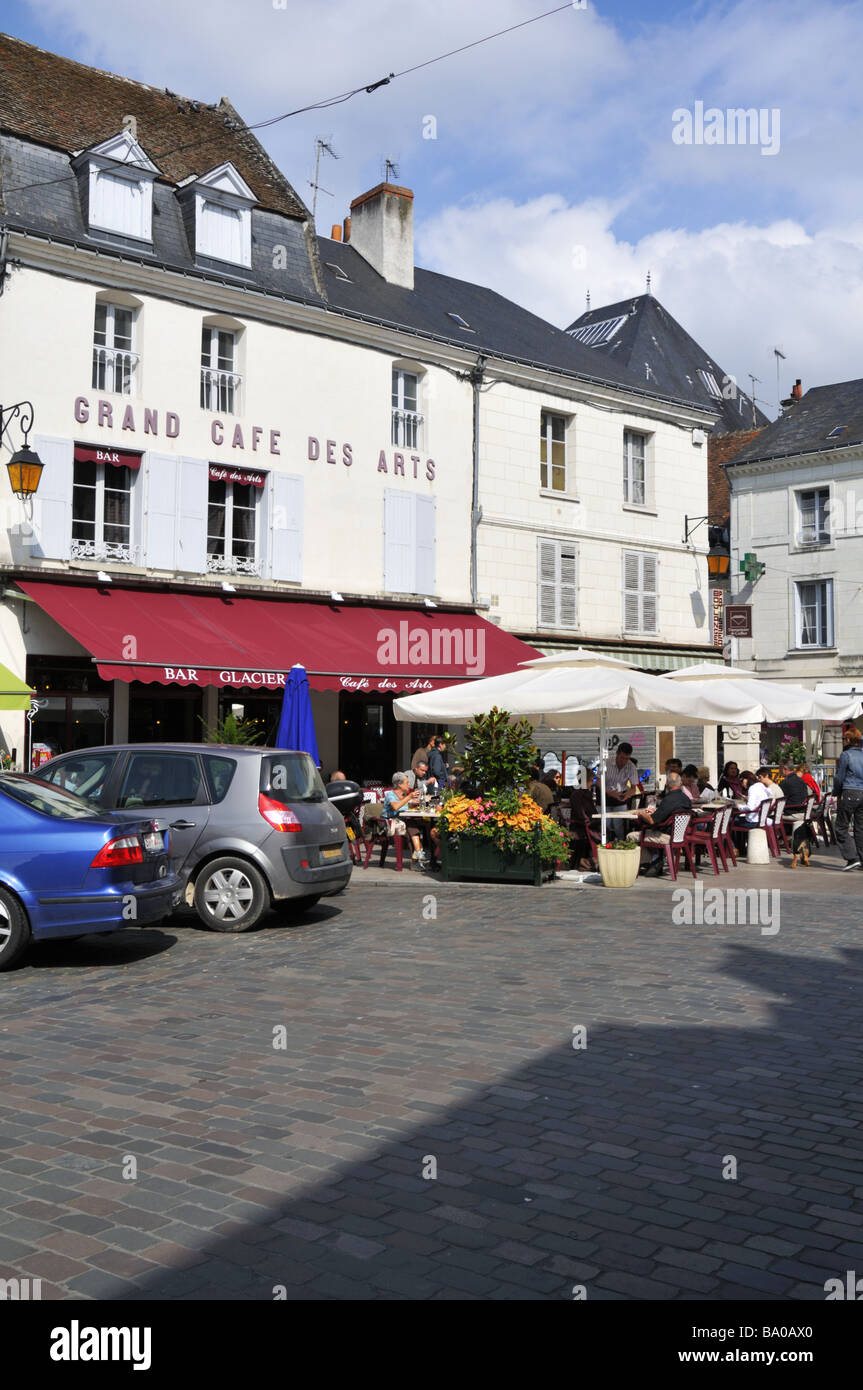 France Indre-et-Loire Loches Cafe Stock Photo